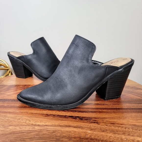 Zigisoho Maureen Black Mules Women's Size 7 Western Booties Vegan Leather - Picture 7 of 16